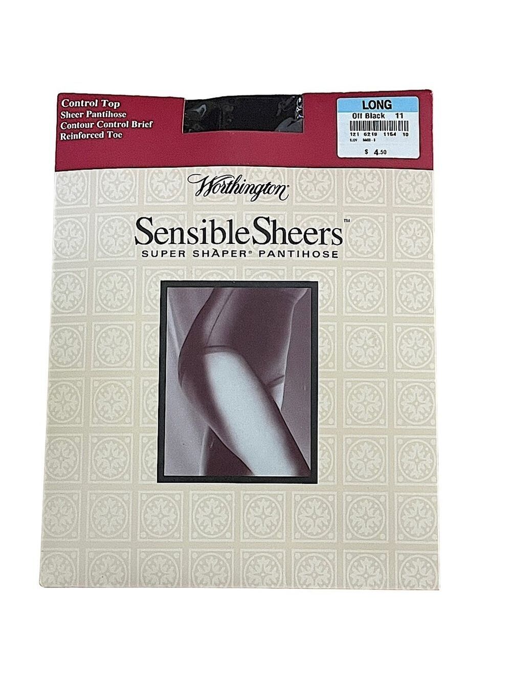 Worthington Vintage Sensible Sheers Super Shaper Pantyhose Long Off Black